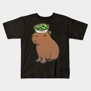 Capybara with a Garden Salad on its head Kids T-Shirt